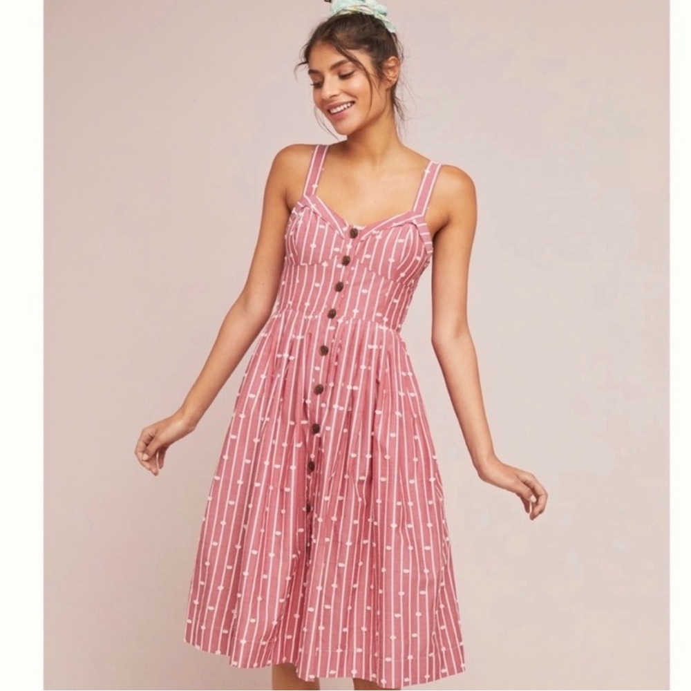 Anthropologie Meave Hudson Stripe Button-Front Sundress
